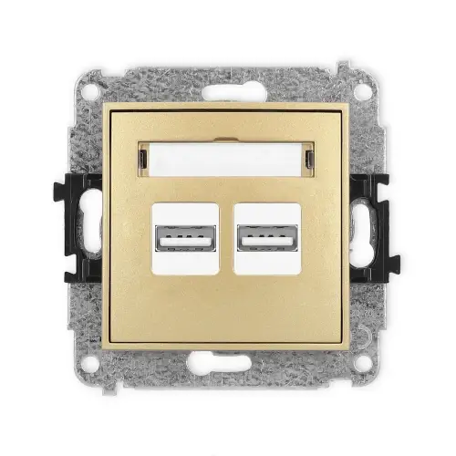 Najlepsza cena Mechanizm ładowarki USB podwójnej 2xUSB A, 15,5W max., 5V, 3.1A Karlik ICON złoty 29ICUSB-6