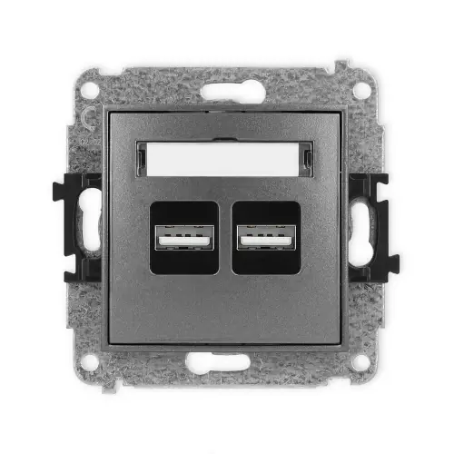 Mechanizm ładowarki USB podwójnej 2xUSB A, 15,5W max., 5V, 3.1A Karlik MINI grafitowy 11MCUSB-6 Bezpieczna płatność