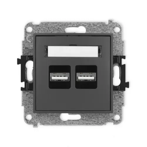 Mechanizm ładowarki USB podwójnej 2xUSB A, 15,5W max., 5V, 3.1A Karlik MINI grafitowy mat 28MCUSB-6 Bestseller