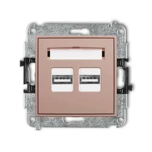 Mechanizm ładowarki USB podwójnej 2xUSB A, 15,5W max., 5V, 3.1A Karlik MINI łososiowy 62MCUSB-6 Super okazja