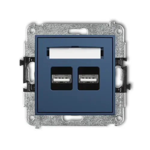Zniżka Mechanizm ładowarki USB podwójnej 2xUSB A, 15,5W max., 5V, 3.1A Karlik MINI navy blue 64MCUSB-6