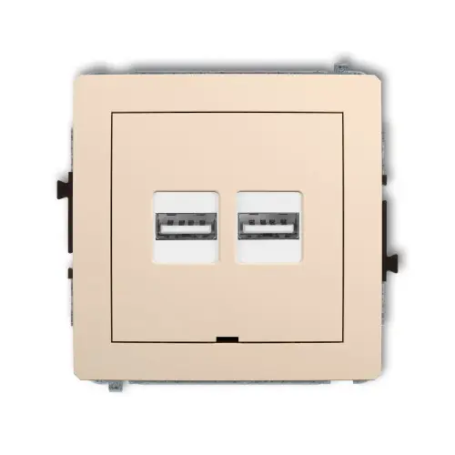 Mechanizm ładowarki USB podwójnej 2xUSB A, 15,5W max., 5V, 3.1A, bez pola opisowego Karlik DECO beżowy 1DCUSBBO-6 Bezpieczne zakupy