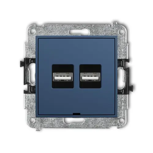 Mechanizm ładowarki USB podwójnej 2xUSB A, 15,5W max., 5V, 3.1A, bez pola opisowego Karlik ICON navy blue 64ICUSBBO-6 Niska cena