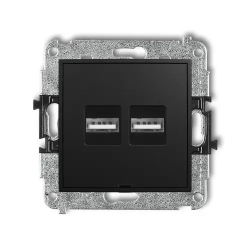 Mechanizm ładowarki USB podwójnej 2xUSB A, 15,5W max., 5V, 3.1A, bez pola opisowego Karlik MINI czarny mat 12MCUSBBO-6 Zamów teraz