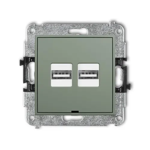 Mechanizm ładowarki USB podwójnej 2xUSB A, 15,5W max., 5V, 3.1A, bez pola opisowego Karlik MINI szałwiowy 61MCUSBBO-6 Bezpieczne zakupy