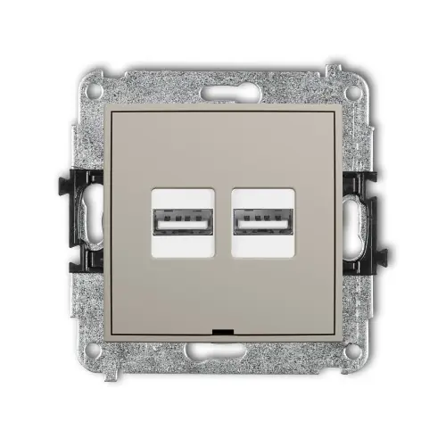 Kup online Mechanizm ładowarki USB podwójnej 2xUSB A, 15,5W max., 5V, 3.1A, bez pola opisowego Karlik MINI taupe 60MCUSBBO-6