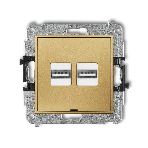 Mechanizm ładowarki USB podwójnej 2xUSB A, 15,5W max., 5V, 3.1A, bez pola opisowego Karlik MINI złoty 29MCUSBBO-6 Bestseller