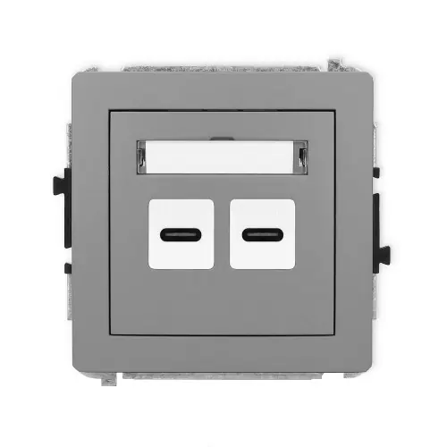 Mechanizm ładowarki USB podwójnej 2xUSB C, 20W max. Karlik DECO szary mat 27DCUSB-7 Super okazja