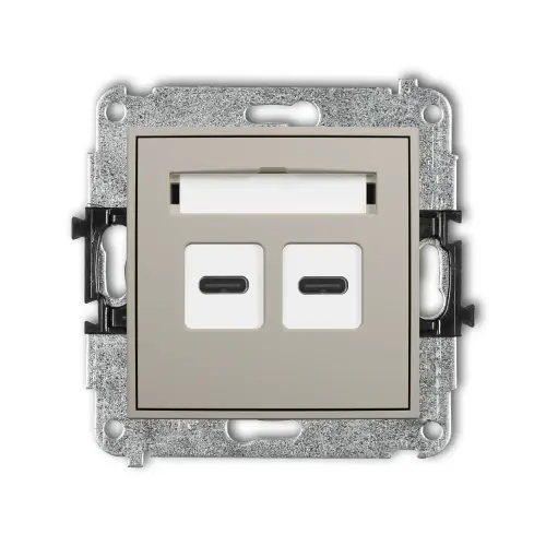Bezpieczna płatność Mechanizm ładowarki USB podwójnej 2xUSB C, 20W max. Karlik MINI taupe 60MCUSB-7