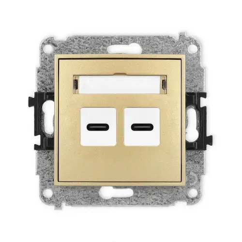 Dodaj do koszyka Mechanizm ładowarki USB podwójnej 2xUSB C, 20W max. Karlik MINI złoty 29MCUSB-7