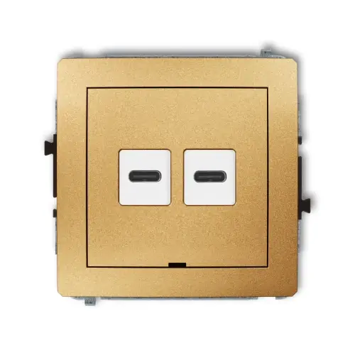 Niska cena Mechanizm ładowarki USB podwójnej 2xUSB C, 20W max., bez pola opisowego Karlik DECO złoty 29DCUSBBO-7