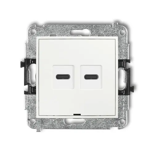 Mechanizm ładowarki USB podwójnej 2xUSB C, 20W max., bez pola opisowego Karlik ICON biały mat 25ICUSBBO-7 Cena promocyjna