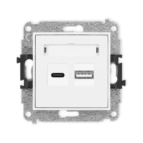 Zamów dziś Mechanizm ładowarki USB podwójnej USB C + USB A, 20W max. Karlik ICON biały mat 25ICUSB-8