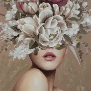 Ręcznie malowany obraz 586A 60x80 cm, beżowy, płótno+drewno Super okazja