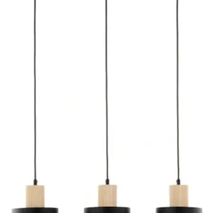 Hit sprzedaży RIF wood 3 lampa wisząca czarny/drewno naturalne Sigma lighting