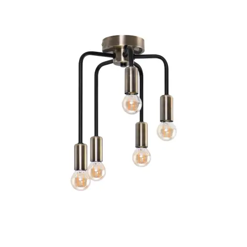 Nie przegap SAGA Lampa Sufitowa Patyna+matowy Czarny 5x40W E14