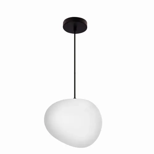 Tylko dziś STONES Lampa Wisząca Czarny 25cm 1x40W E27 Klosz Biały