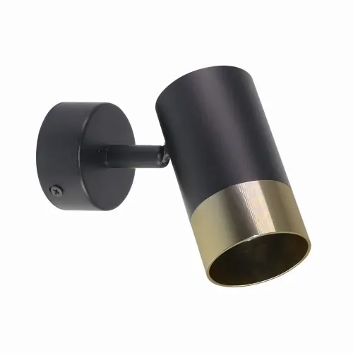 TOBI Lampa Kinkiet Czarny 1x15W GU10 Klosz Czarny+złoty Cena promocyjna