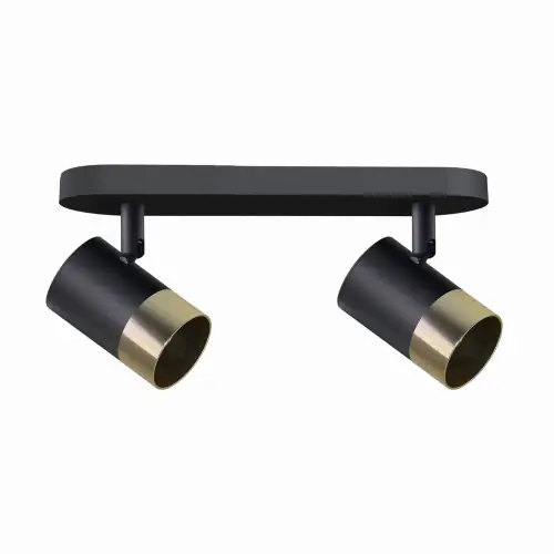 Taniej TOBI Lampa Sufitowa Listwa Czarny 2x15W GU10 Klosz Czarny+złoty