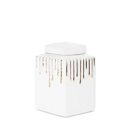 Kup teraz CERAMICZNY SŁOIK POJEMNIK GLAMOUR 14X14X23CM BIAŁY