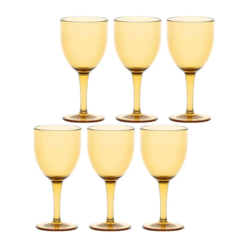 Rose&tulipani Fiaba Zestaw 6 akrylowych kieliszków do wina 400 ml, bursztynowy Premium