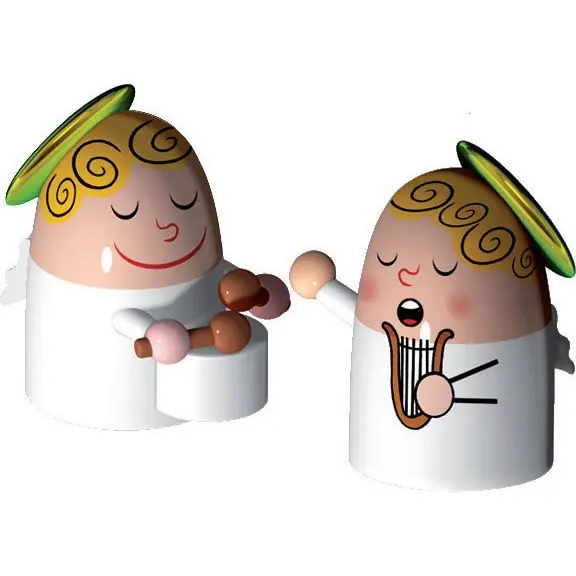 Nowy 2 Figurki, Aniołki z Bębenkiem i Harfą - A Di Alessi