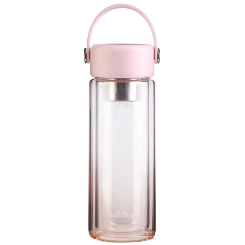 Butelka z podwójną ścianką i zaparzaczem Fuori 350 ml różowa 30206 - Vialli Design Zniżka