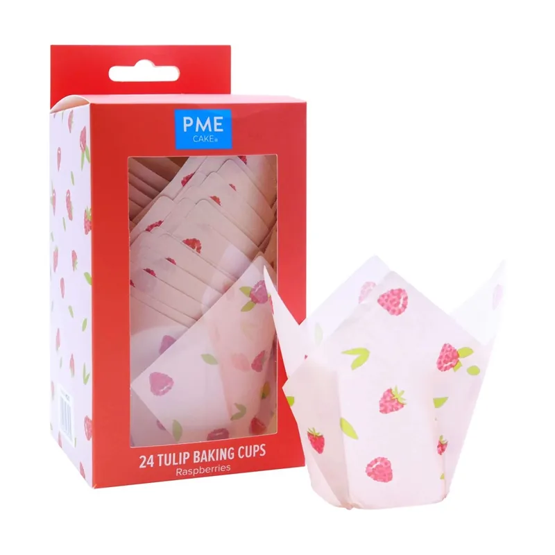 Pme Papilotki tulipanowe do muffinek - motyw maliny (24 sztuki) Ekspresowa dostawa