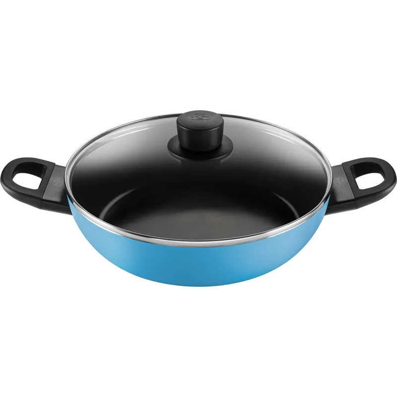 Bezpieczne zakupy Patelnia Głęboka 2H z Pokrywką 28 cm Niebieska - Ballarini