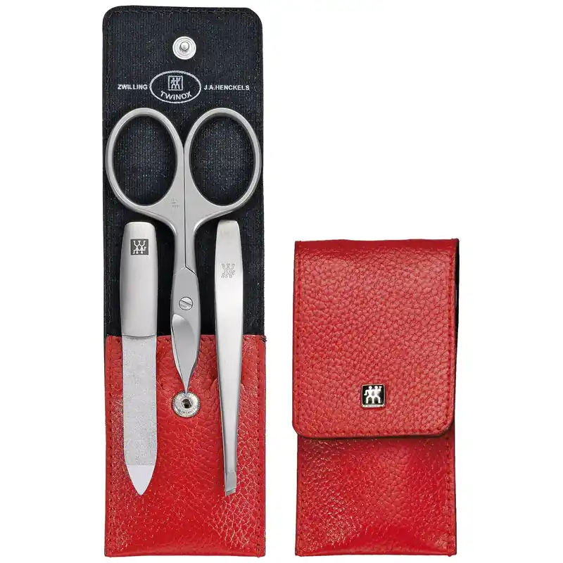 Zestaw do manicure - Czerwone skórzane etui, 3 elementy - Zwilling Hit cenowy