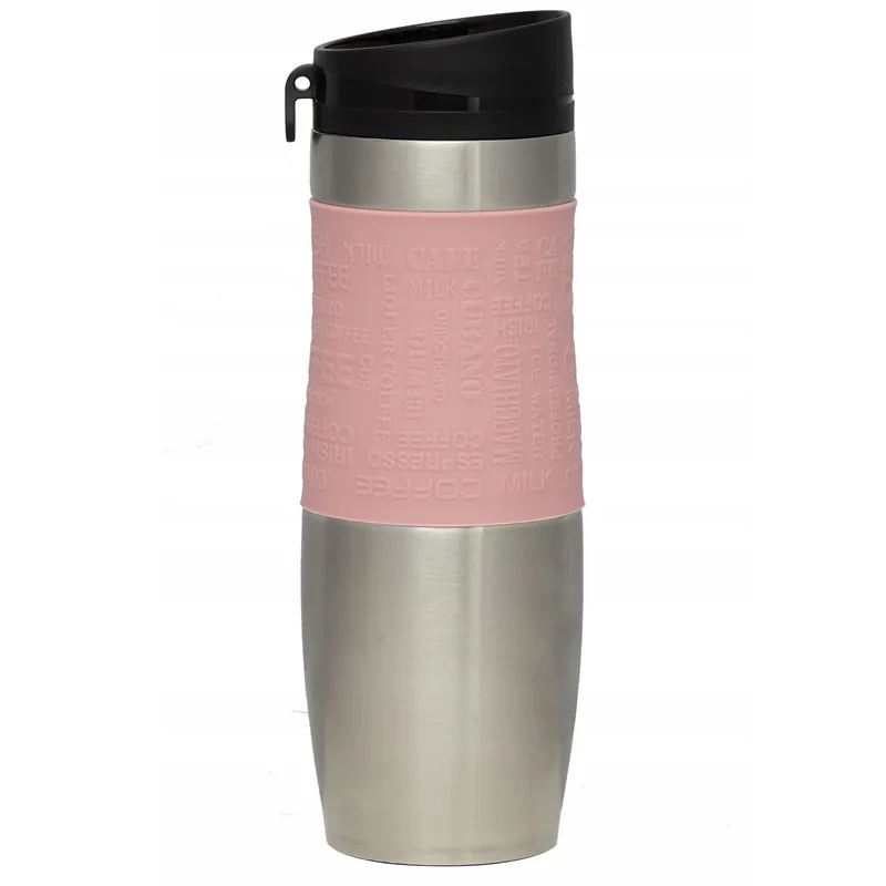 Kubek termiczny ze stali nierdzewnej termos podróżny HOFFNER 480ml Różowy HF-7544 Nowość