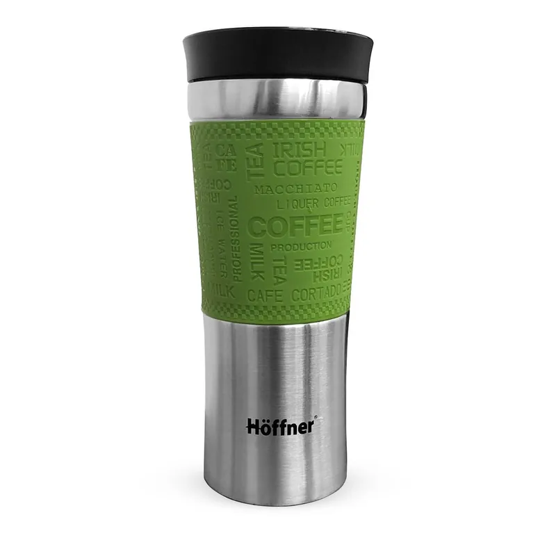 Kubek termiczny ze stali nierdzewnej termos podróżny HOFFNER 480ml Zielony HF-7517 Ostatnie sztuki