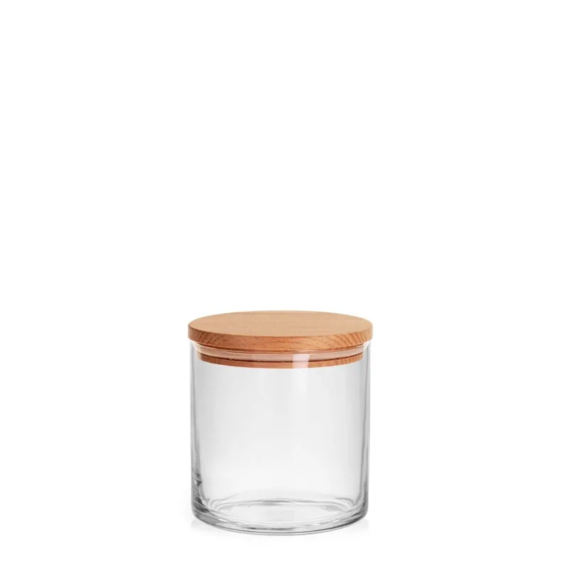 Szklany pojemnik na żywność z pokrywką drewnianą Trend Glass Glasset Stor 550ml / 10cm Okazja