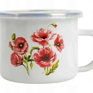 Oferta limitowana Kubek emaliowany z pokrywą plastikową 0.5L 10cm MAKI