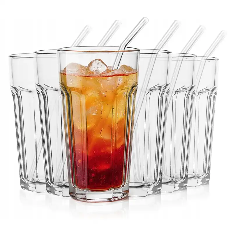 Ograniczona ilość Duże szklanki do napojów Glasset ALVA XXL 630/700ml 6szt + słomki szklane Vialli Design VITA