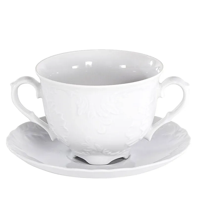 Bulionówka + spodek ĆMIELÓW Rococo 330ml Maria Biała Porcelana Super okazja