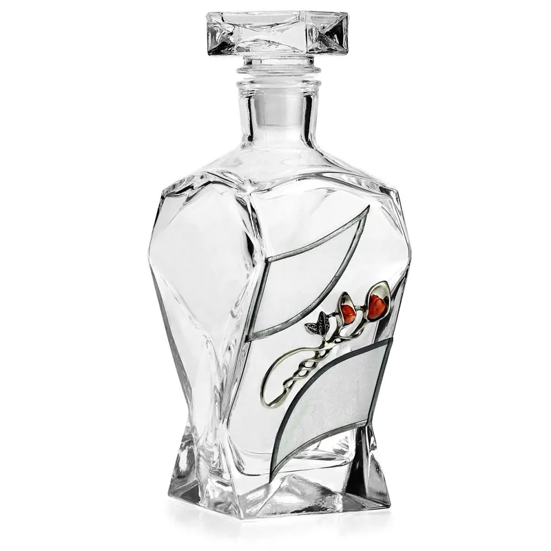 Ekskluzywna karafka dekoracyjna zdobiona szlachetnym kamieniem Karneol 750 ml Wyjątkowa oferta