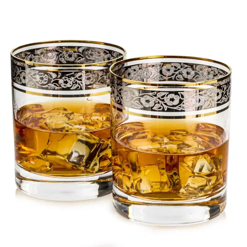 Ekskluzywne szklanki do whisky ZŁOTO PLATYNA (2) 320ml 2szt. w pudełku Szklanka.pl Obniżka ceny