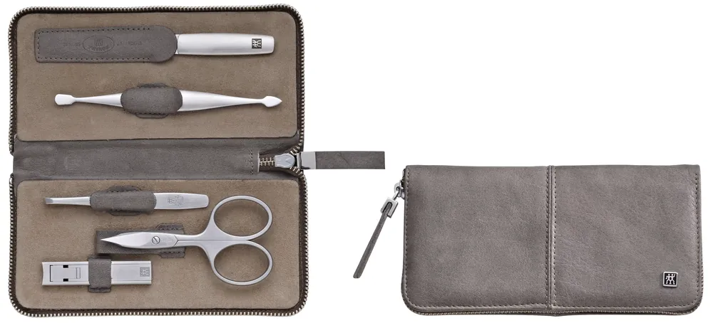 Tylko do końca tygodnia Zwilling - Twinox zestaw do manicure w ciemnoszarym skórzanym etui